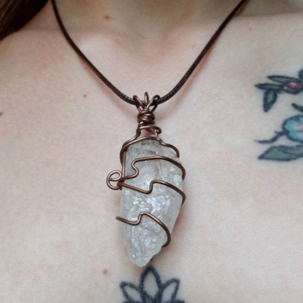 SOLD!! -Clear Crystal Quartz hand wrapped Necklace